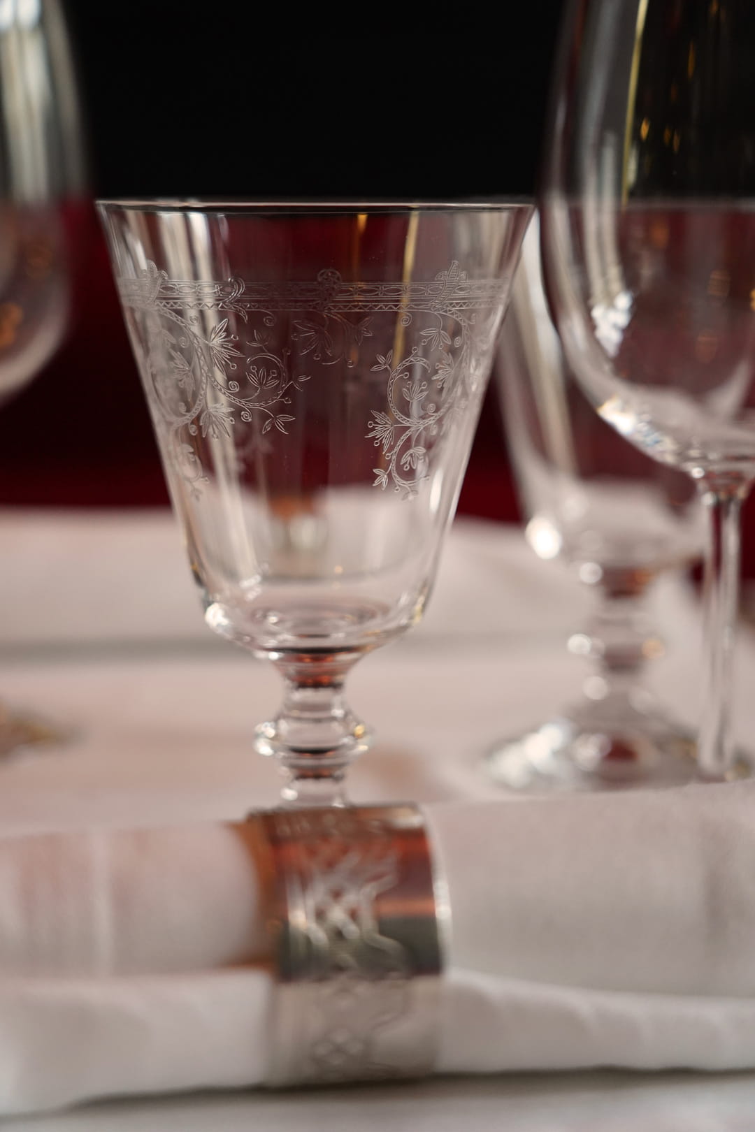 Verre en cristal gravé, Café Max